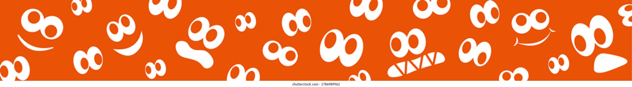 Heart-pounding background for Halloween. Design with lots of eyes and faces. Randomly arranged faces. Gorgeous eyes, scary wallpaper
