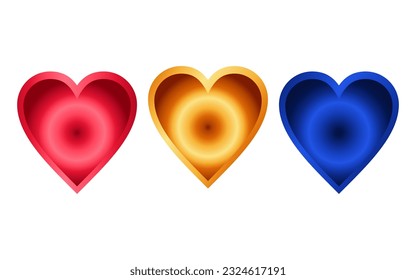 hearts 3d gradation vector set