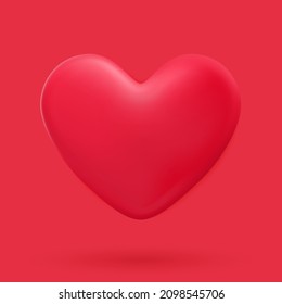 Papel de fondo 3d del corazón. Ilustración del vector del corazón rojo 3d. Afiche del día de San Valentín. Pancarta romántica. Símbolo de amor, boda, compromiso, citas y pasión.