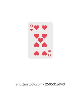 Hearts 9, playing card, vector design