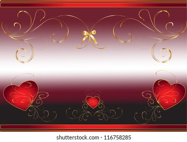 Hearts Abstract Background. Hearts illustration in abstract red  and black royal background. 10 EPS.
