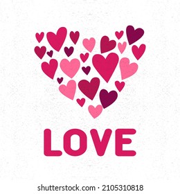 Hearts abstract postcard template. Romantic background Love. Suitable for postcards, invitations, social media posts, mobile apps, banner designs, and online ads.