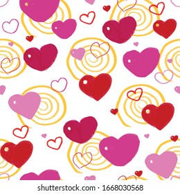 Hearts  abstract vector seamless repeating pattern with Modern abstract design for paper, cover, fabric,  interior decor and other users. Ideal for valentines day designs