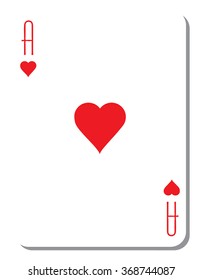 Hearts Ace with a blank background for poker from a deck of playing cards. Quality vector illustration of a two-color fill, classic design.