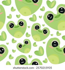 hearts with animal design namely green heart frog design and green hearts Valentine's Day pattern