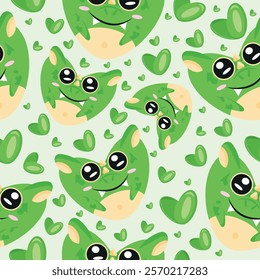 hearts with animal design namely green dragon heart shaped design and green hearts on green background valentines day pattern