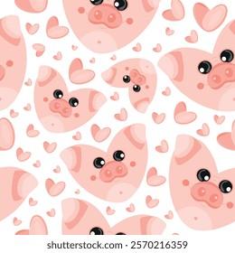 hearts with an animal design, namely a pink pig heart design and pink hearts, valentine's day pattern