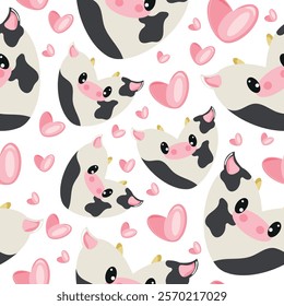 hearts with animal design, namely spotted cow heart-shaped design and antler hearts, valentine's day pattern