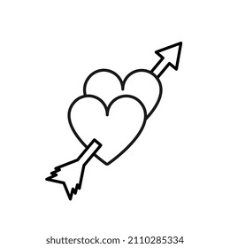 Hearts with arrow icon. Valentines day vector line icon