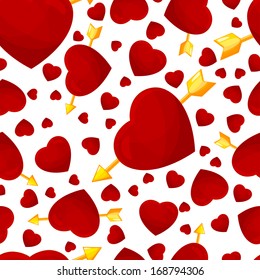 hearts and arrow seamless background