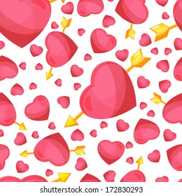 hearts and arrow seamless background