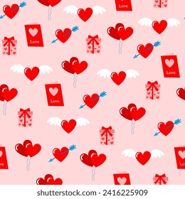 Hearts and arrows with love on a pink background depict romantic elements. This asset is suitable for Valentine's Day greetings, love-themed designs, wedding invitations, and romantic social media.