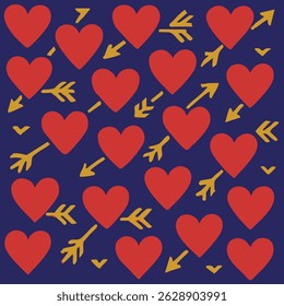 Hearts and Arrows Print Design in Vector