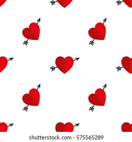 Hearts with Arrows Seamless Vector Holiday Pattern