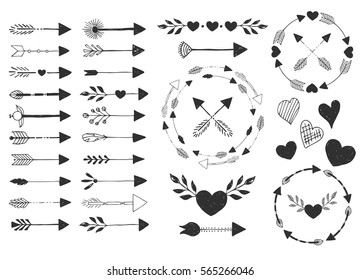 Hearts and arrows. Vector. Isolated.