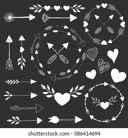 Hearts and arrows. Vector. Isolated.