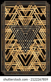 Hearts art deco poker card, vector illustration	