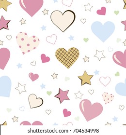 hearts and asterisks. vector illustration.