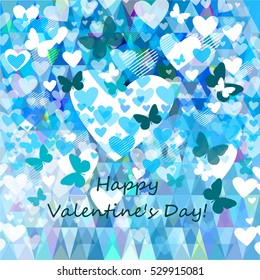 hearts background with butterflies. Vector