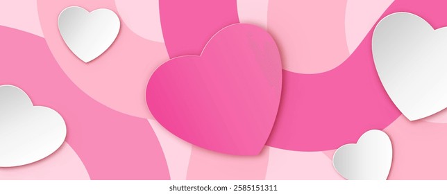 Hearts background design for Valentine's Day with place text space. paper cut and craft style. vector, illustration.