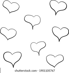 Hearts background. Drawing hearts. White background vector.