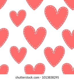 Hearts, background. Hand drawn overlapping backdrop. Colorful wallpaper vector. Romantic seamless pattern. Decorative illustration, good for printing. Design poster