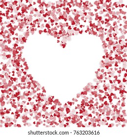 Hearts background with heart shape empty space. Vector illustration.
