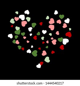 Hearts Background. Love style. Confetti texture. Romantic print.
