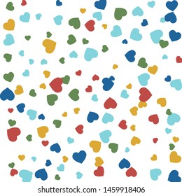 Hearts Background. Love style. Confetti texture. Romantic print.
