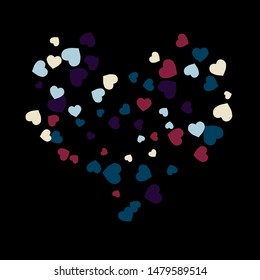 Hearts Background. Love style. Confetti texture. Romantic print.
