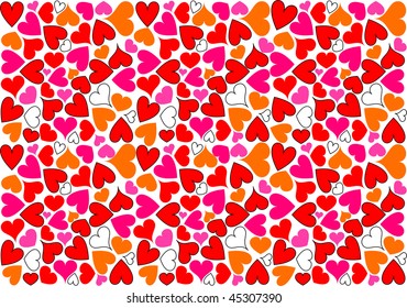 Hearts background as mosaic in various color.