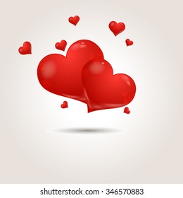 Hearts background on grey
