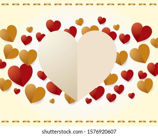 hearts background of papercraft hearts