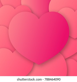 Hearts background red color for banner sale, special offer, wedding sign, valentines greeting card, promotion, stamp, poster, label, tag, decoration, quote. Vector Illustration