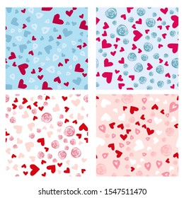 Hearts background. Seamless pattern set for your design. Valentine's Day card
