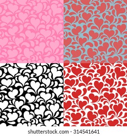 Hearts Background Set. A set of seamless pink and red valentines backgrounds.  