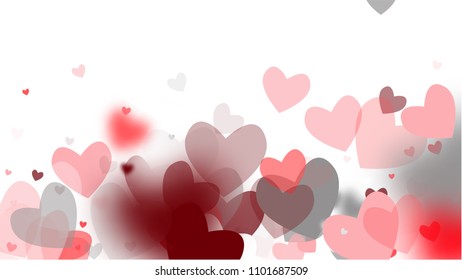 Hearts Background for your Design. Many Random Falling Hearts.  Valentines Background for Greeting Card, Invitation, Banner, Wallpaper, Flyer. Vector illustration.