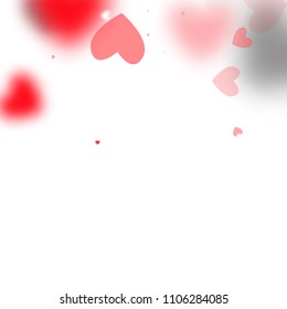  Hearts Background for your Design. Many Random Falling Hearts.  Valentines Background for Greeting Card, Invitation, Banner, Wallpaper, Flyer. Vector illustration.