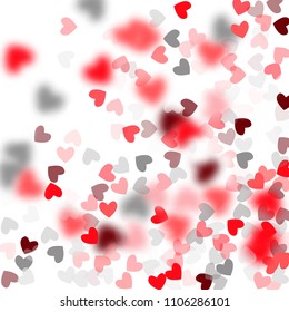  Hearts Background for your Design. Many Random Falling Hearts.  Valentines Background for Greeting Card, Invitation, Banner, Wallpaper, Flyer. Vector illustration.