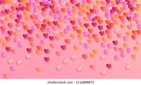  Hearts Background for your Design. Many Random Falling Hearts. Wedding Background for Greeting Card, Invitation or Banner.

 Vector illustration.