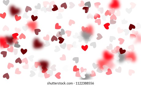  Hearts Background for your Design. Many Random Falling Hearts. Wedding Background for Greeting Card, Invitation or Banner. Vector illustration.