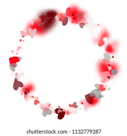  Hearts Background for your Design. Many Random Falling Hearts.  Valentines Background for Greeting Card, Invitation, Banner, Wallpaper, Flyer. Vector illustration.