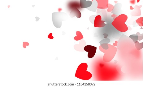  Hearts Background for your Design. Many Random Falling Hearts.  Valentines Background for Greeting Card, Invitation, Banner, Wallpaper, Flyer. Vector illustration.