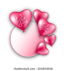 Hearts ballon realistic Valentine. Declaration I love you hearts balloons isolated. Declaration text I love you in the form of hearts from balls. Surprise in the form of a vector illustration
