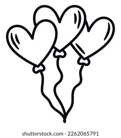 hearts ballons icon over white