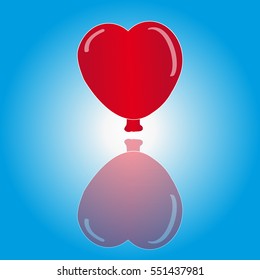 Hearts balloon on blue background. Vector illustration.