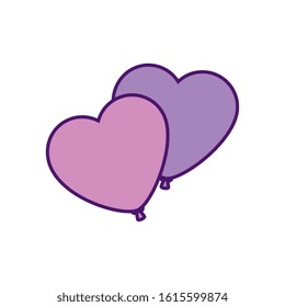 Hearts balloons design of love passion romantic valentines day wedding decoration and marriage theme Vector illustration