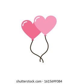 Hearts balloons design of love passion romantic valentines day wedding decoration and marriage theme Vector illustration