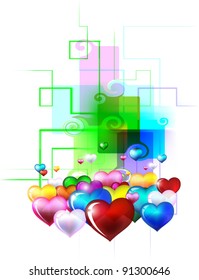 Hearts balloons on abstract background