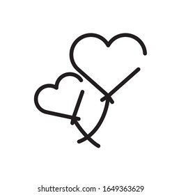 hearts balloons over white background, line style icon, vector illustration